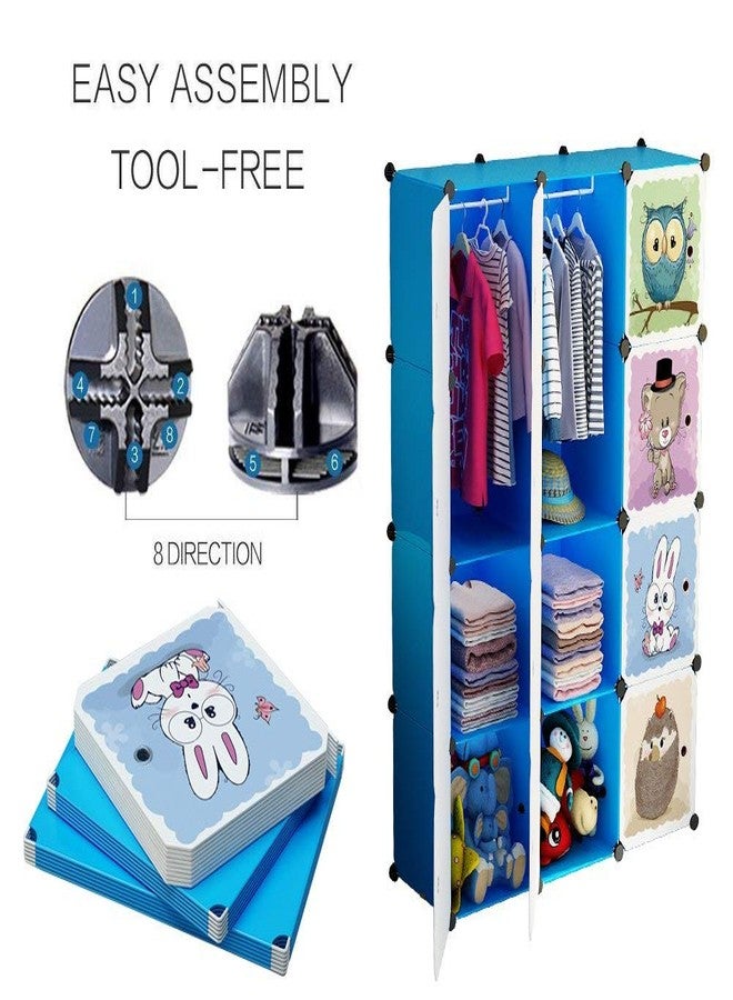 LUHI Almirah for Clothes,Plastic Soft Sheet Collapsible Wardrobe for Clothes for Kids Clothes/Toy/Book, Baby Cupboard for Clothes Storage in Bedroom Nursery,Cartoon (Zodiac Green, 12-Shelf-12-Door) - Image 5